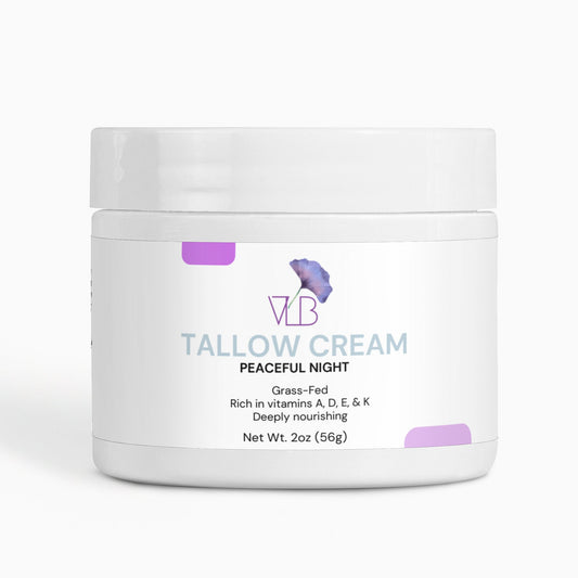 Tallow Cream jar, 2 oz, rich in vitamins A, D, E, and K, for deep hydration and skin nourishment.