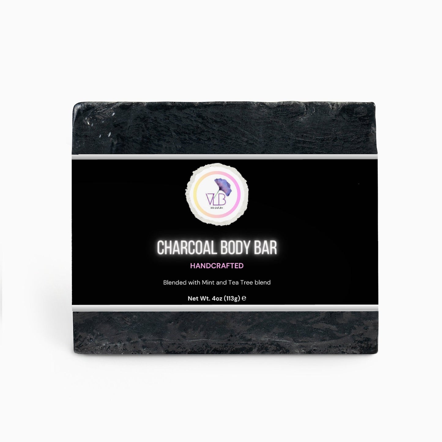 Charcoal Body Bar with mint and tea tree blend, handcrafted soap, 4 oz.