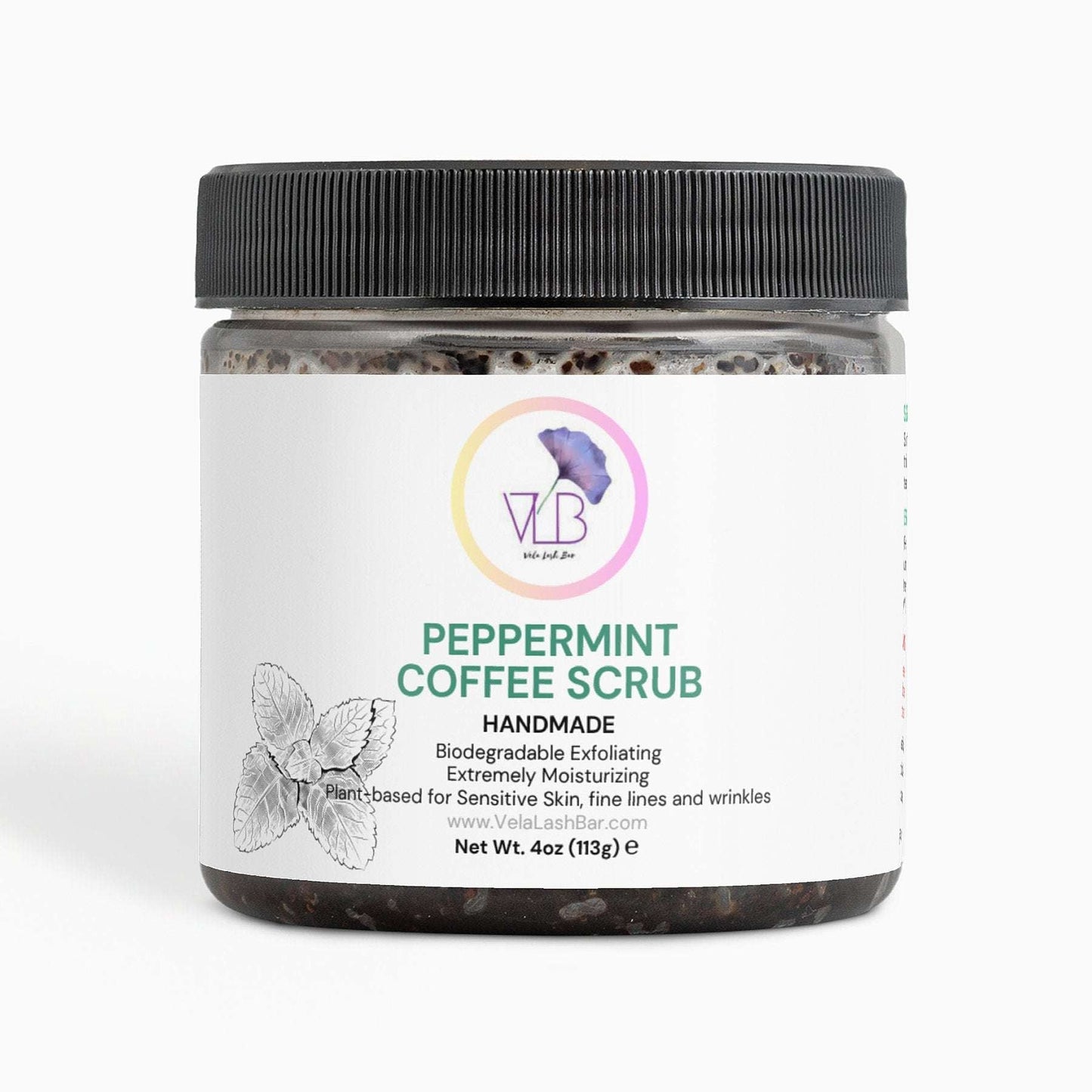 Peppermint Coffee Scrub - Handmade, Biodegradable, Moisturizing Exfoliant for Sensitive Skin.